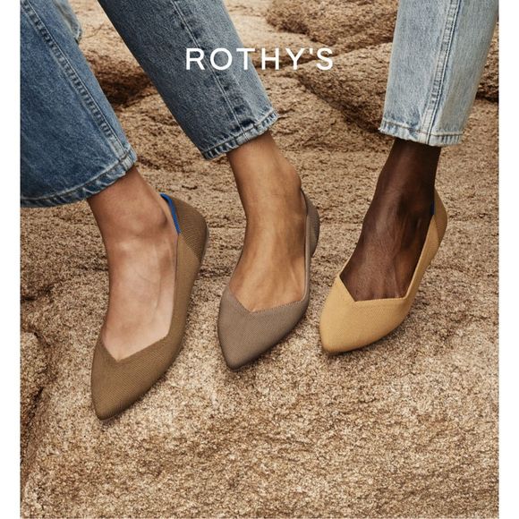 NEW Rothy’s The Point Camel 9 Pointed Toe Slip On Flats Tan Comfortable Flats - Picture 2 of 7